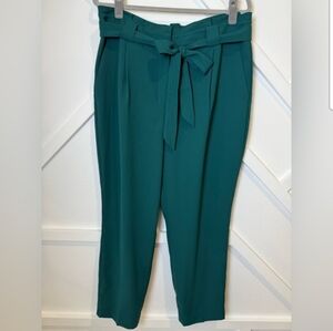 Express High Rise Women's Paper Bag Tie Belt Ankle Dress Pants Size 14 S